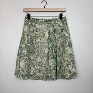 J. Crew NWT Green Silk 100% Multi Floral Circle Skirt